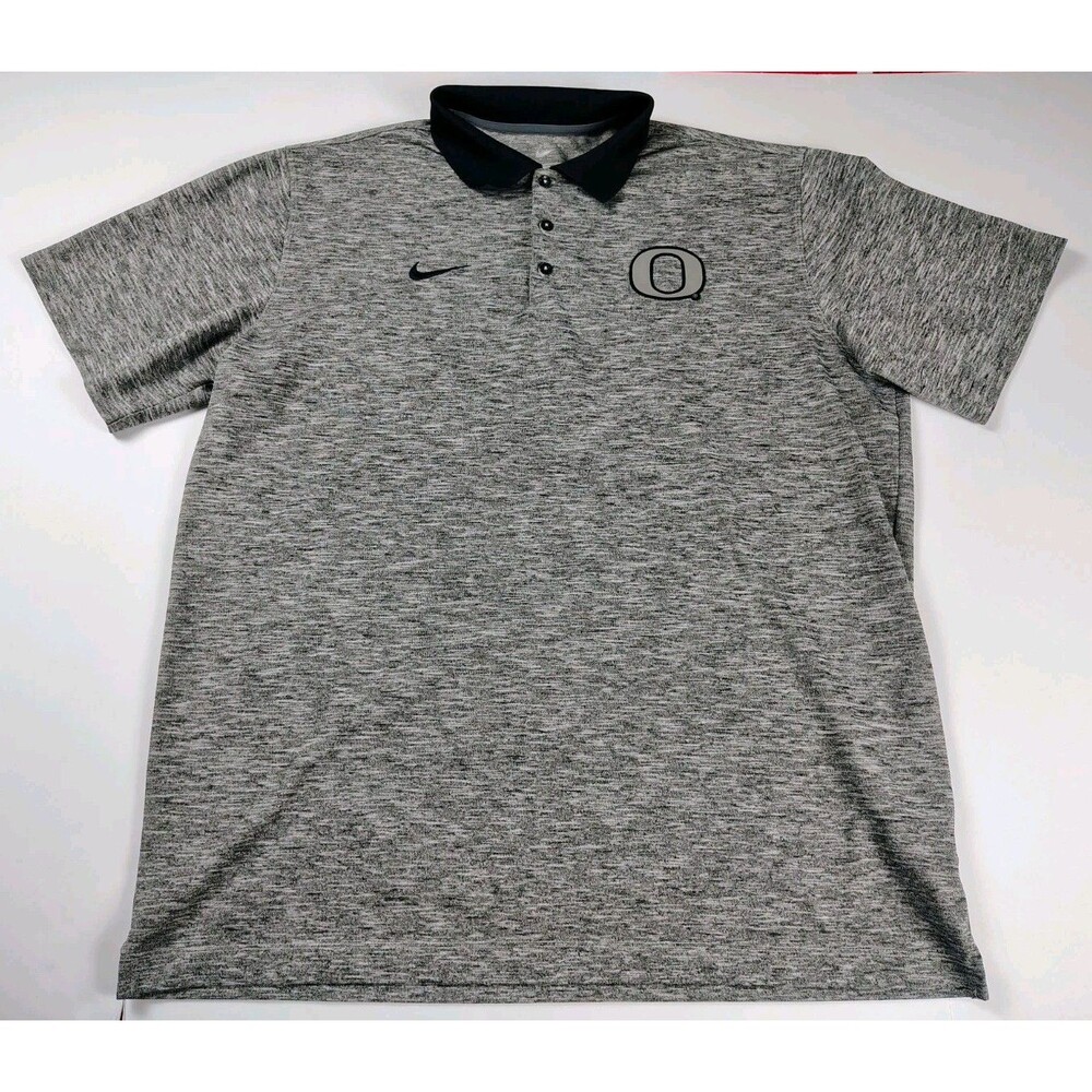 Oregon Ducks Nike Polo Shirt Mens XXL Gray Striped Golf Preppy